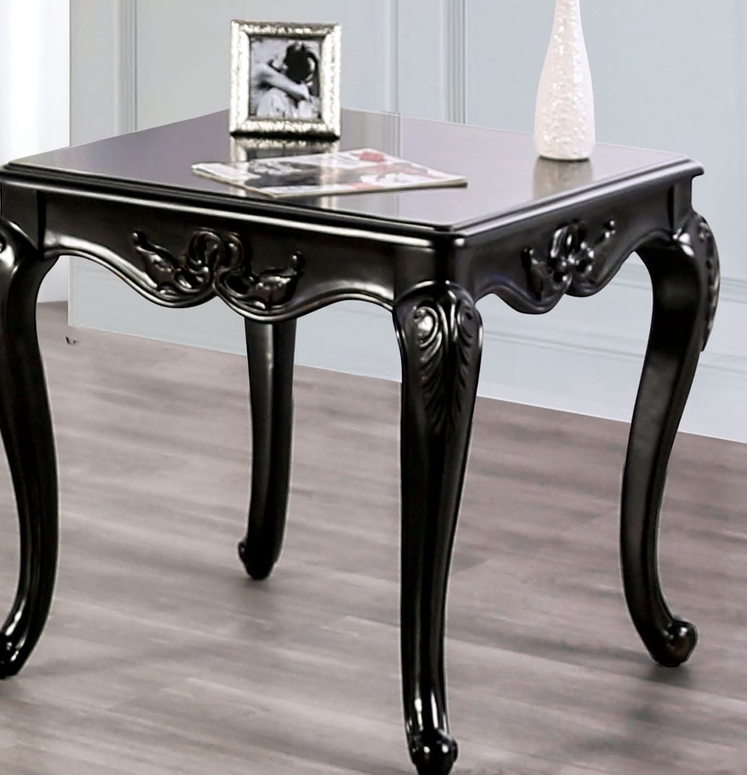 Champagne Solid Wood End Table - Traditional Style Curved Legs
