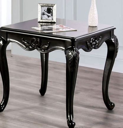 Champagne Solid Wood End Table - Traditional Style Curved Legs