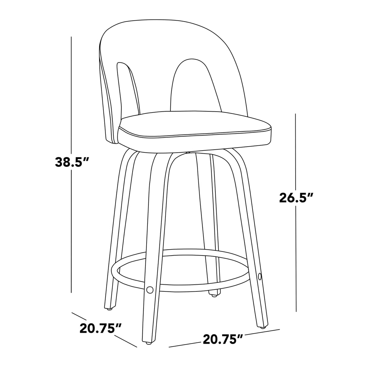 White Fabric Counter Stools Set of 2 - Swivel Stools