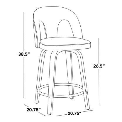 White Fabric Counter Stools Set of 2 - Swivel Stools