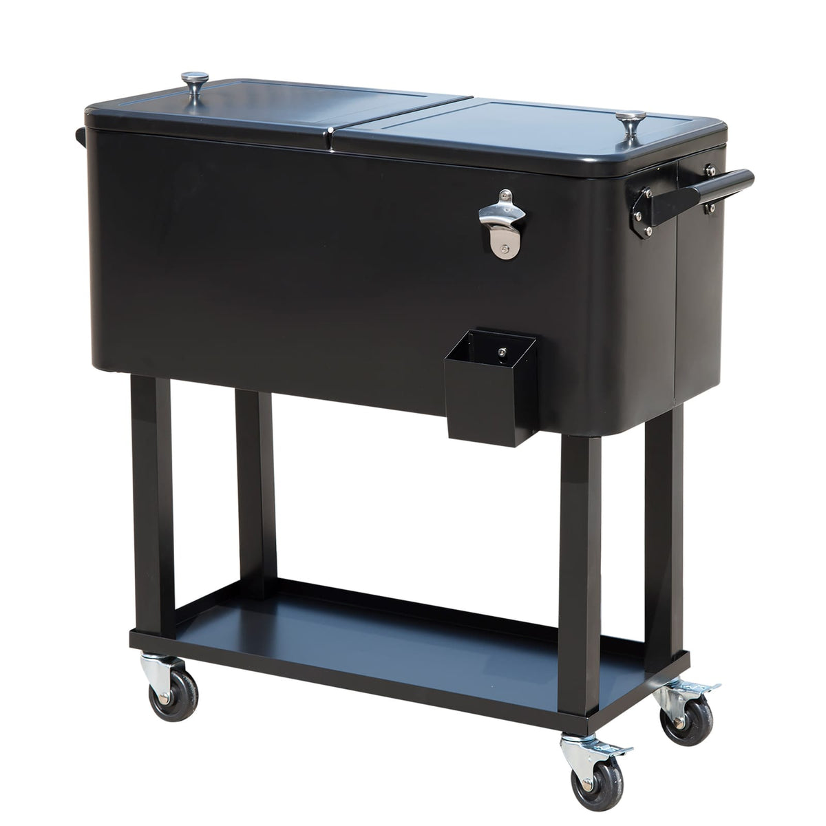 Outsunny 80 QT Rolling Cooler - Black Ice Chest on Wheels