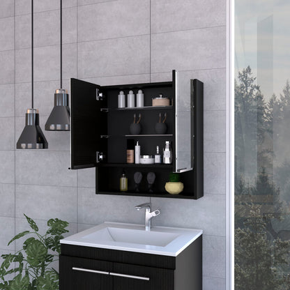 Black Medicine Cabinet with Mirror - 23.4" Storage for Bathroom