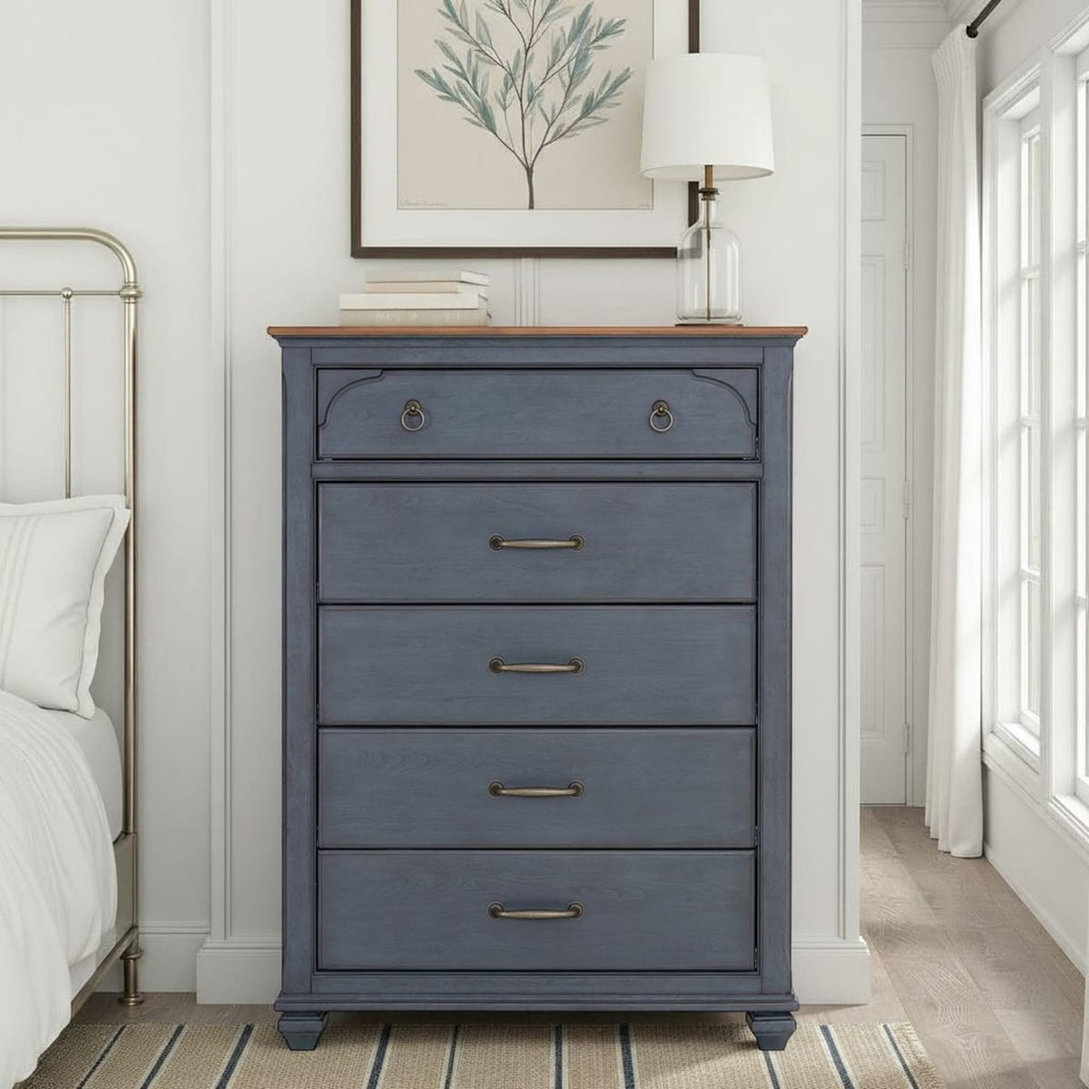 Americana 5-Drawer Chest - Blue Corduroy Finish