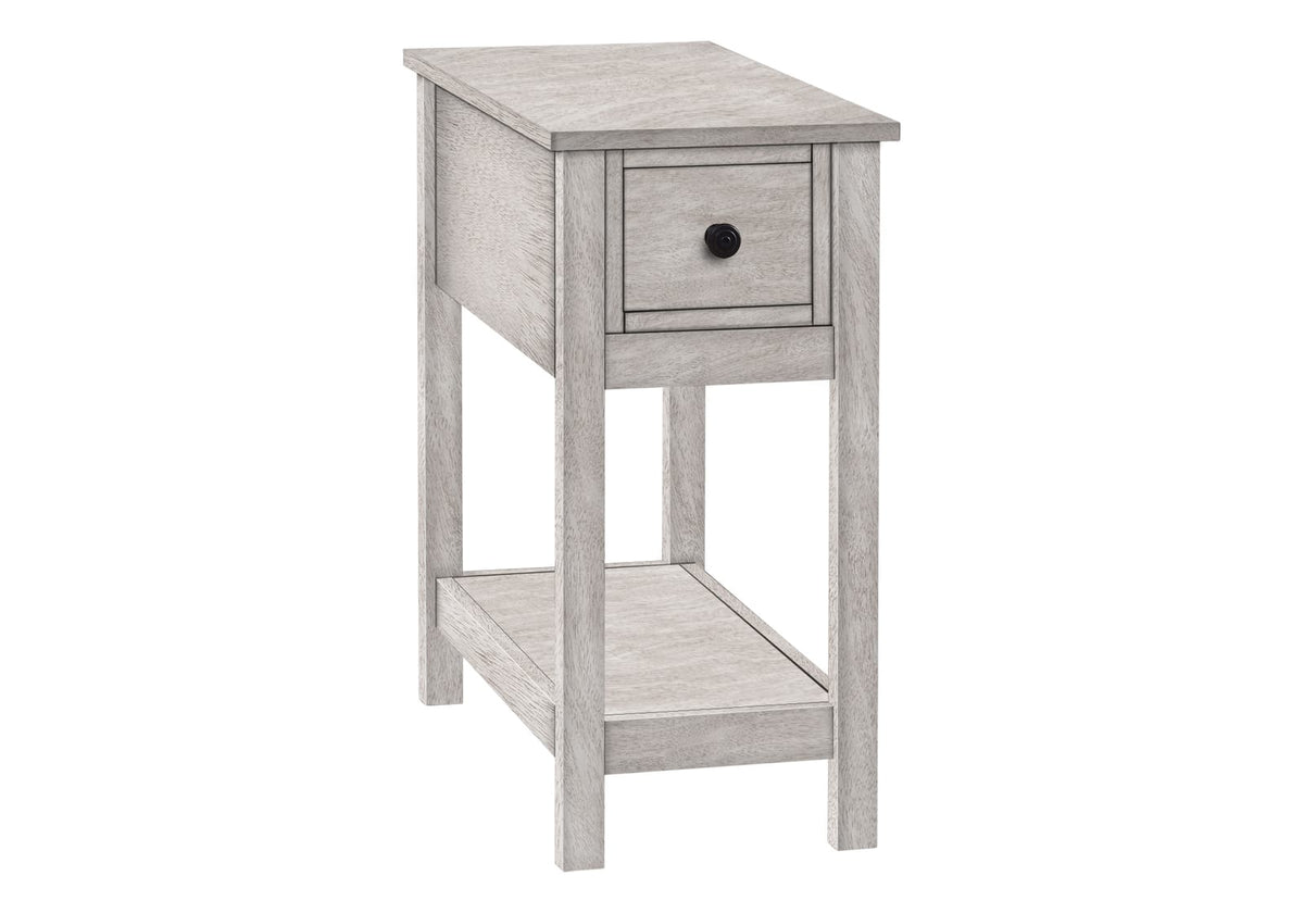 2 Tier Accent Table - Gray Wash MDF Storage Side Table