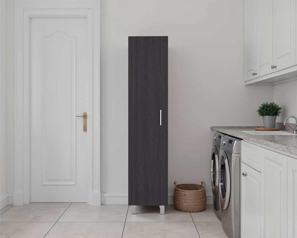 Black Engineered Wood 4 Shelf Cabinet Storage