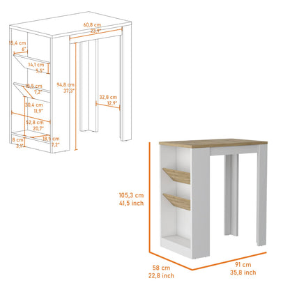 White MDF Kitchen Island Table with Shelves