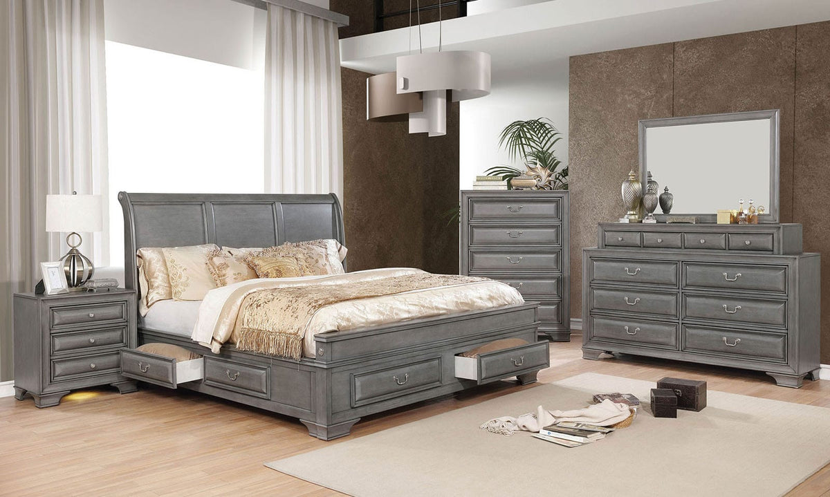 Gray Solid Wood Bedroom Dresser - 36" Wide