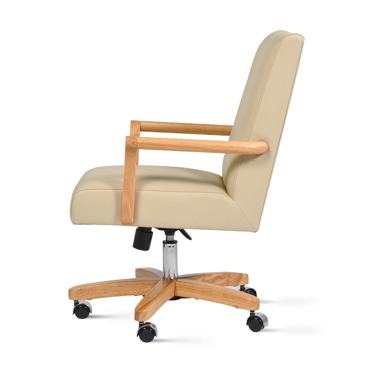 Dumont Executive Home Office Chair - Beige Leather & Wood