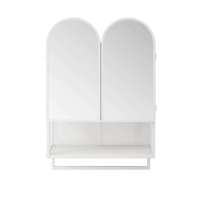 23.6" Modern Double-Arched Mirror Cabinet - White Bathroom Storage