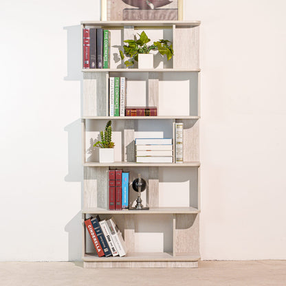 Light Gray 64.56" Modern 5-Tier Bookcase MDF Display Shelving