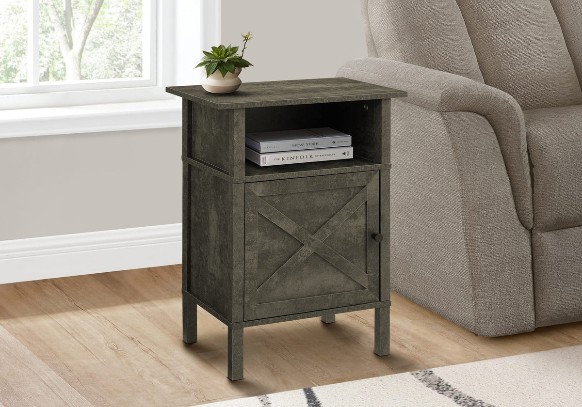 Black MDF Accent Side Table with Open Shelf Storage for Living Room