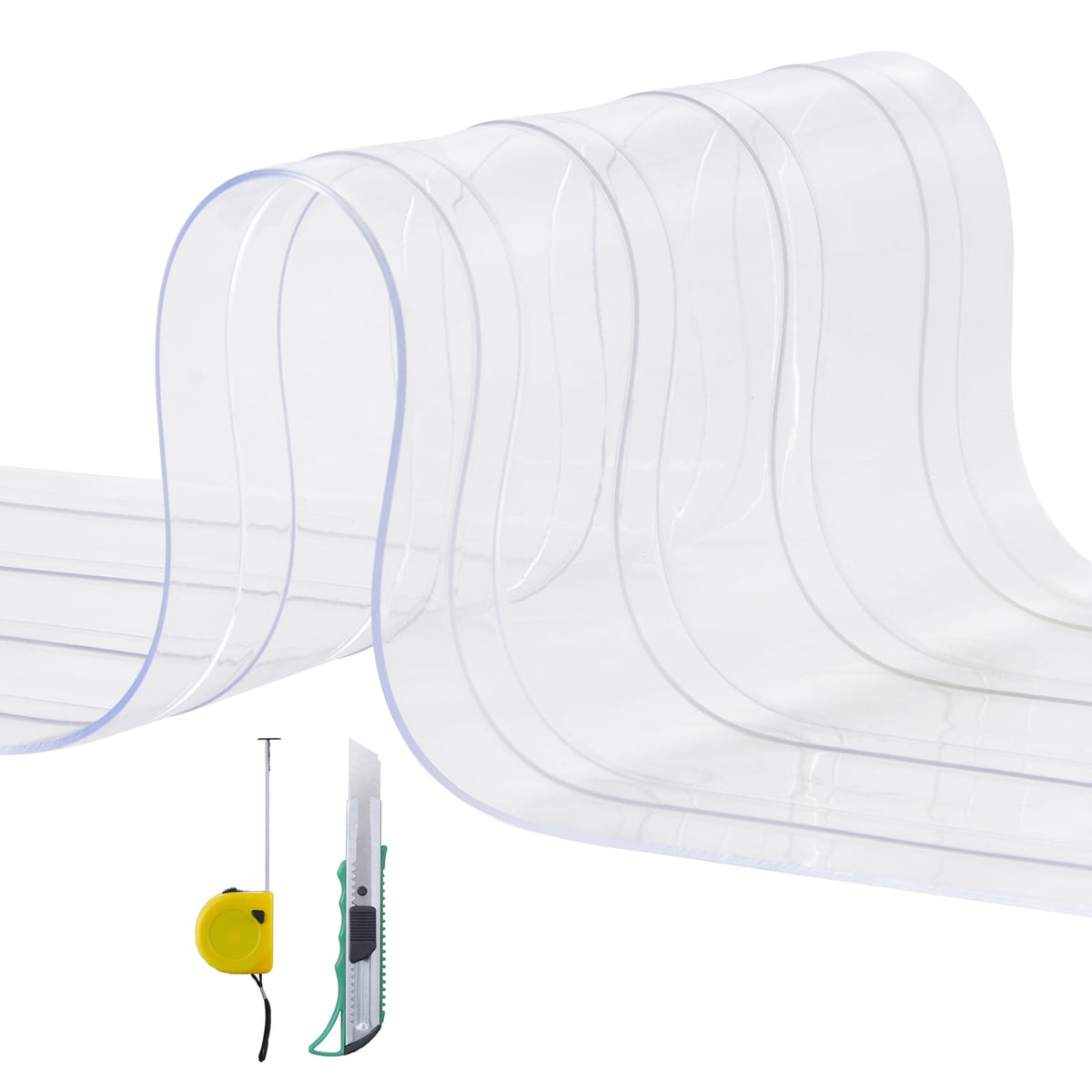 Light Blue PVC Strip Curtain - 150' Length, Durable Door Strips