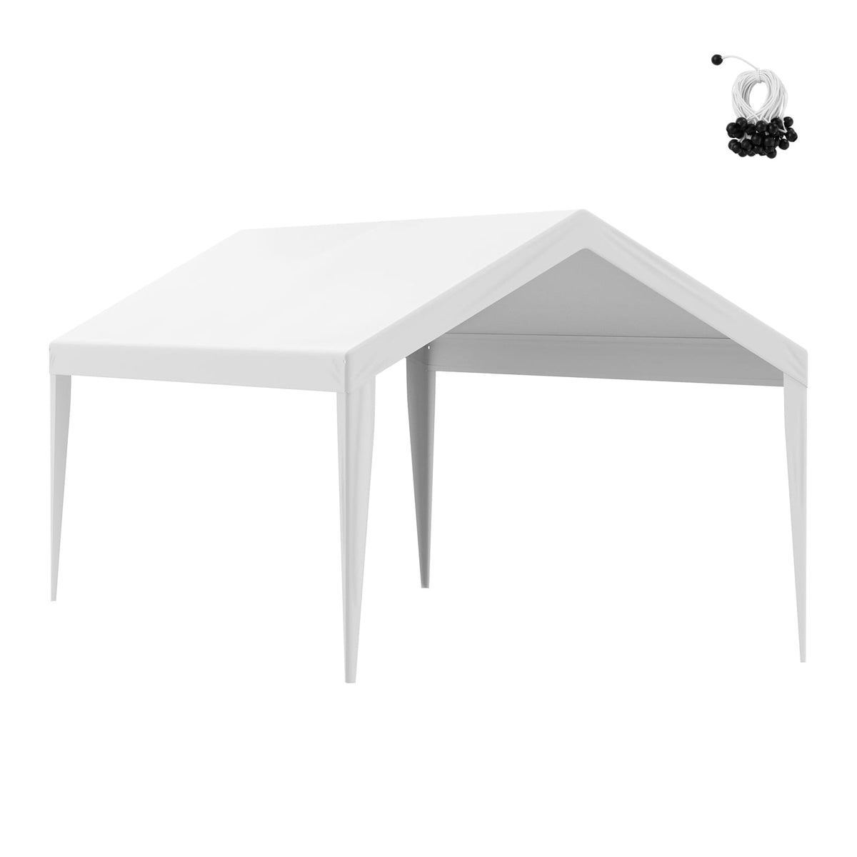 10x20 ft White Plastic Carport Canopy Cover Heavy Duty Waterproof