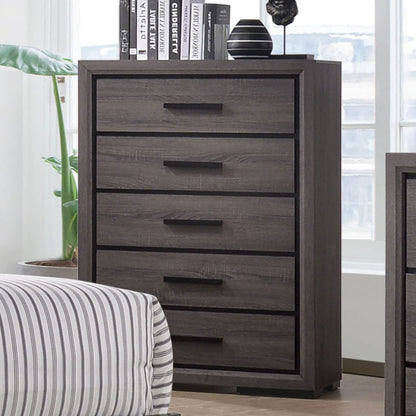 Contemporary Gray Paper Chest for Bedroom Storage with Black Trim