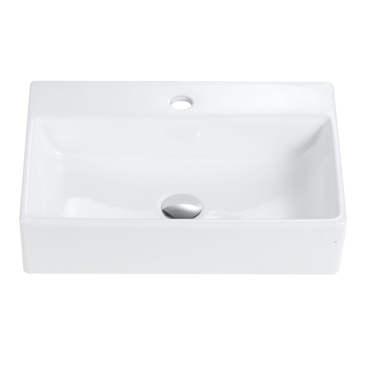 20" White Ceramic Bathroom Vanity Sink - Gloss Finish