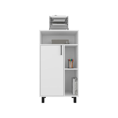 White 1 Door Storage Cabinet - 3 Shelves, Office Storage for Living Room
