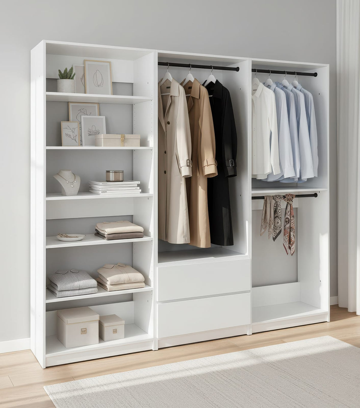 Prosper White Freestanding Walk-In Closet System - Wood & Melamine