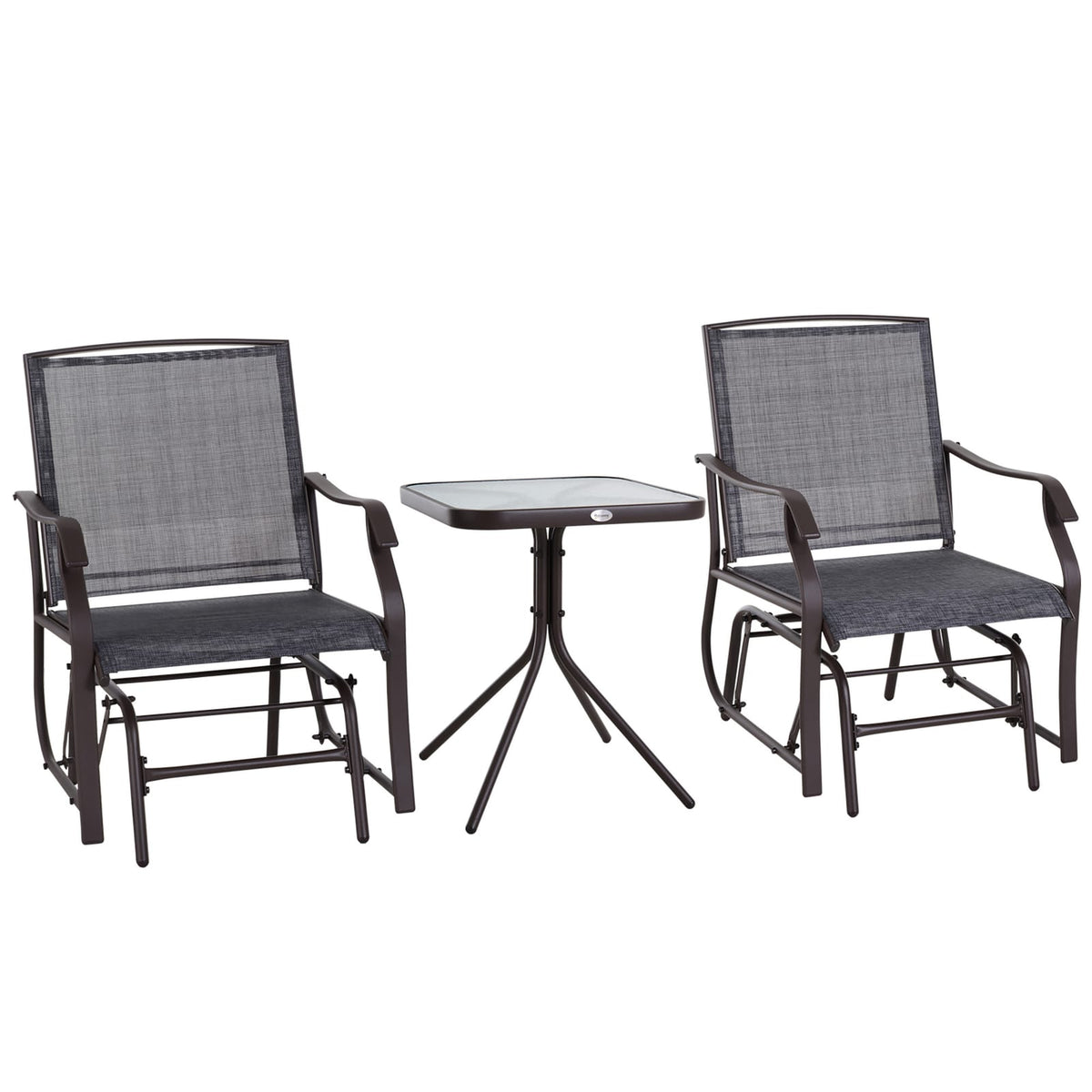 Gray Outdoor Glider Chair Set - 3 Piece Patio Bistro Set