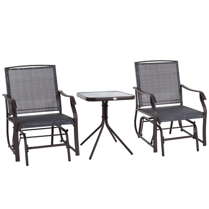 Gray Outdoor Glider Chair Set - 3 Piece Patio Bistro Set