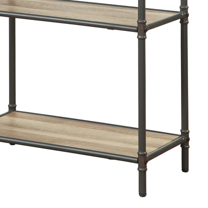 Antique Oak & Grey 4-Tier Bookcase - Industrial Display Shelves