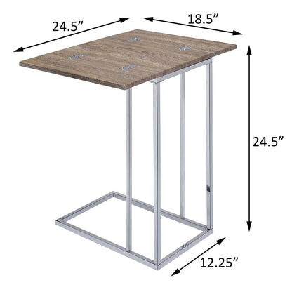 Industrial Oak Side Table with Metal Base for Living Room