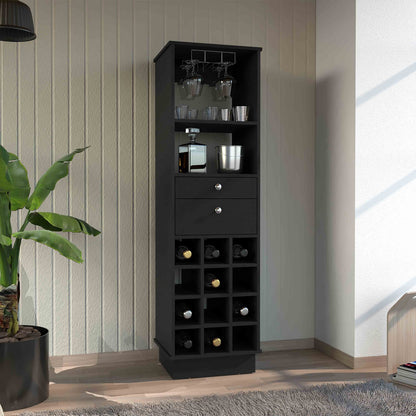 Black Modern Wine Bar Cabinet with 12 Racks