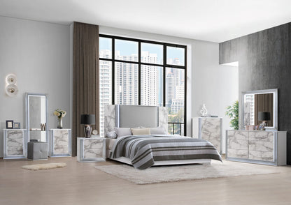 Marble Square Nightstand 2 Drawers Bedroom