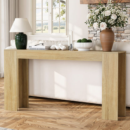 62.99" Oak Farmhouse Entryway Table - Sofa Table for Living Room