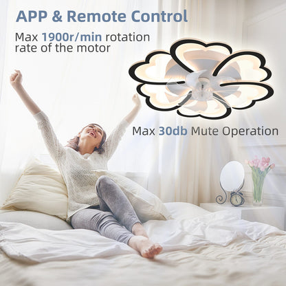 Black Acrylic Ceiling Fan with Lights - 26.7 Inch Modern Bedroom Fan