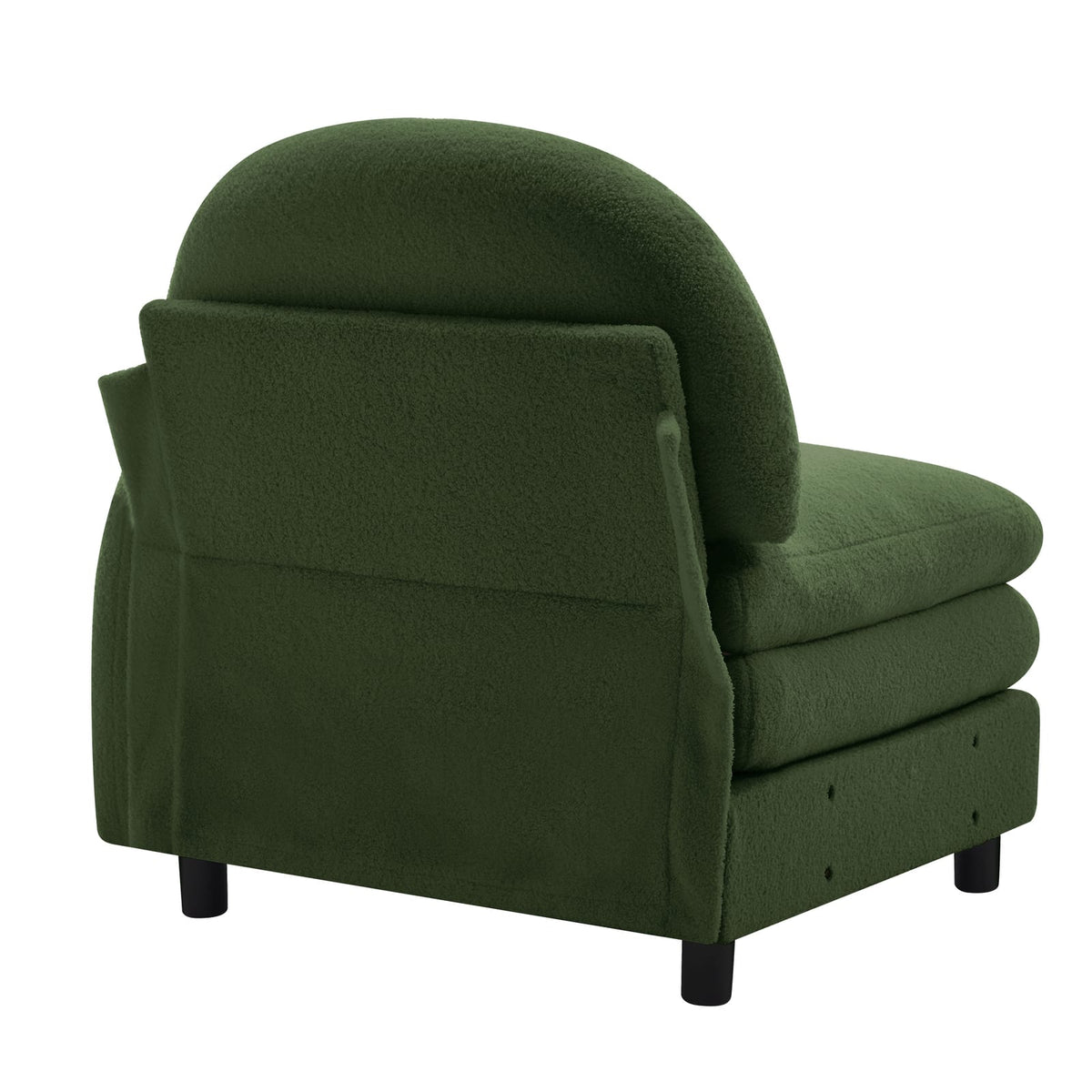 Vitoria Curved Sofa - Green Teddy Fabric, 1 Seat