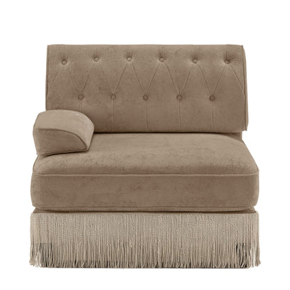 Camel Velvet Modular Sofa - 1 Seat, Plush Comfort for Living Room