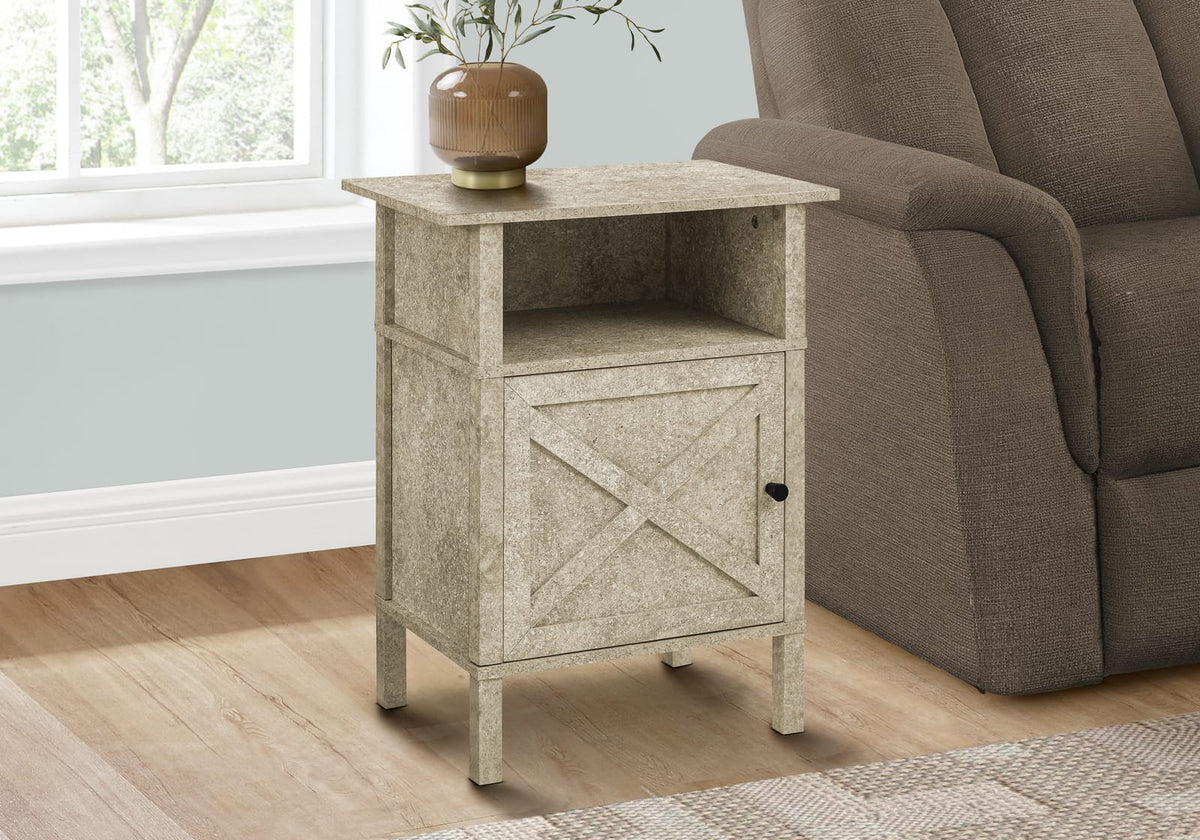 Cream MDF Side Table - Small Bedroom Accent Table for Living Room