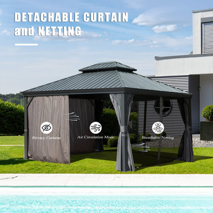 10x12 Hardtop Gazebo Outdoor Shade Structure in Grey Aluminum