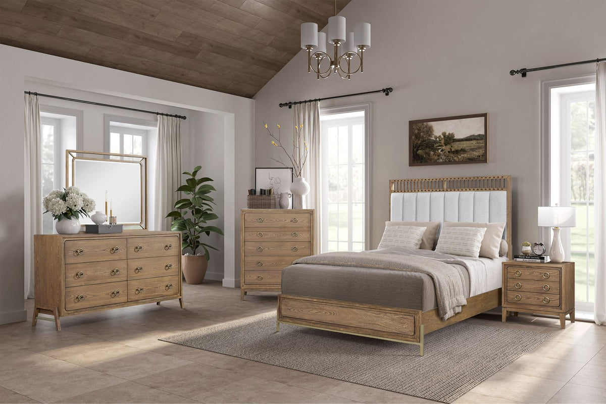 Light Brown Solid Wood Nightstand with Drawers