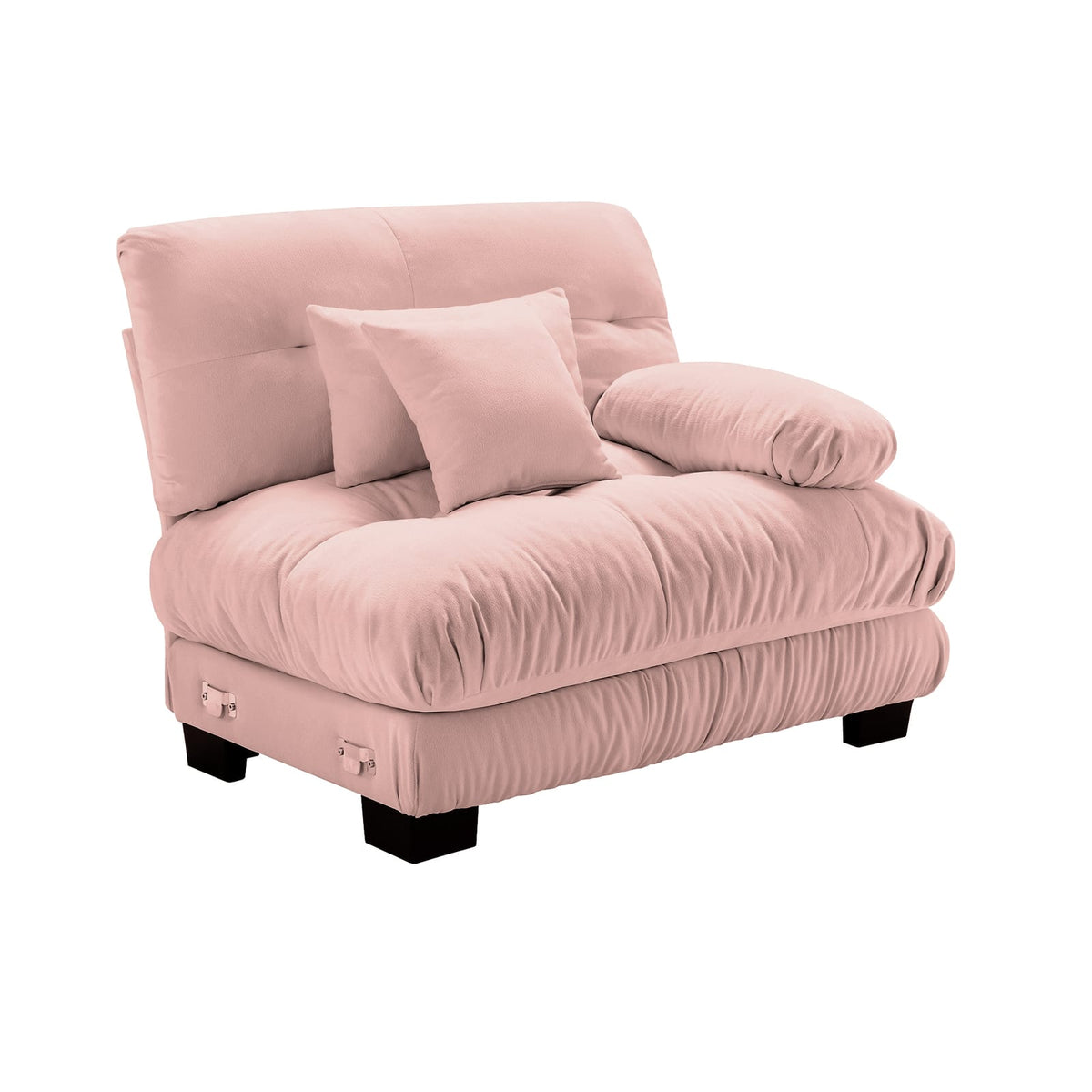 Pink Chenille Sofa with Solid Wood Frame for Living Room Comfort
