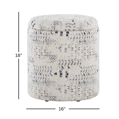 Ivory Cotton Ottoman with Removable Lid for Stylish Bedroom Decor for Living Room