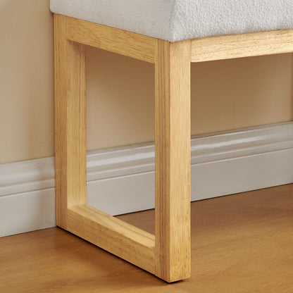 Beige Foam Shoe Changing Bench - Modern Minimalist Design for Bedroom