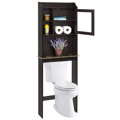 Espresso MDF Over Toilet Storage Cabinet - Bathroom Organizer