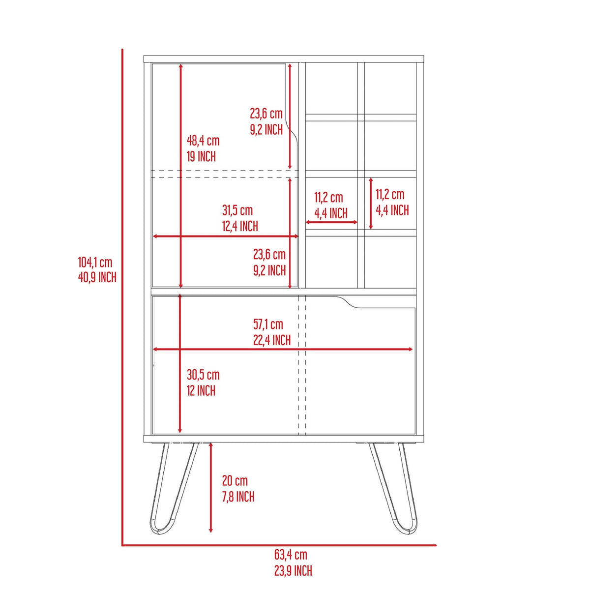 Serbia Kitchen Island - Multicolor, Rectangular, 35.43"W