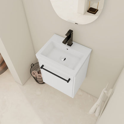 18'' Floating Bathroom Vanity - White Plywood Storage