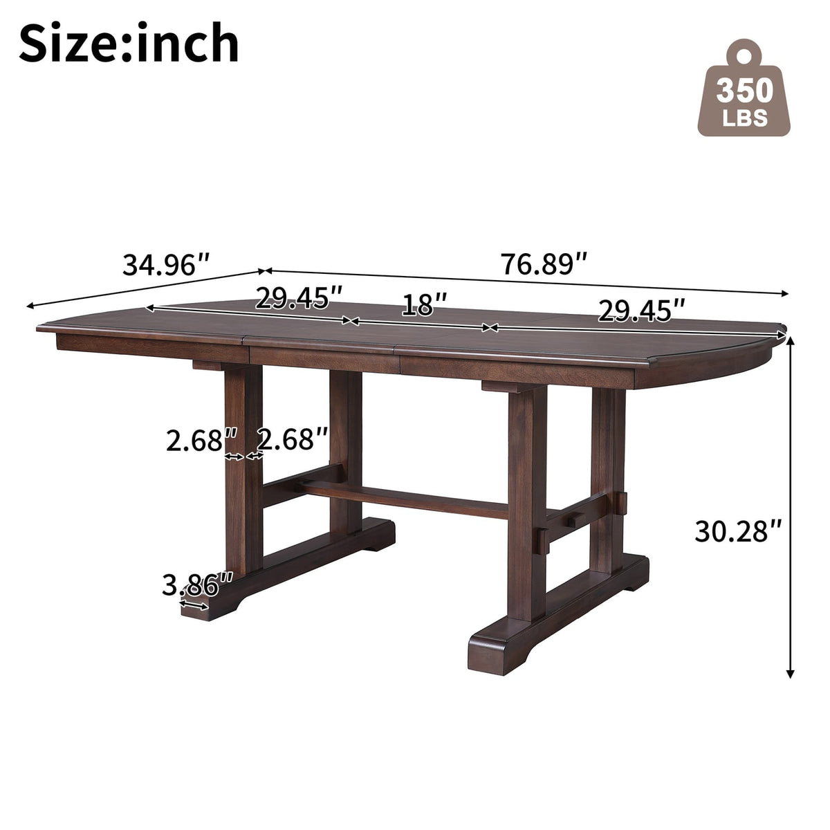 Expandable Dining Table - 59" to 77" Rectangular Cherry Wood Table