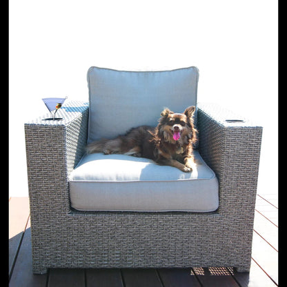 Grey Mix Wicker Outdoor Patio Set with Cushions for Poolside Living