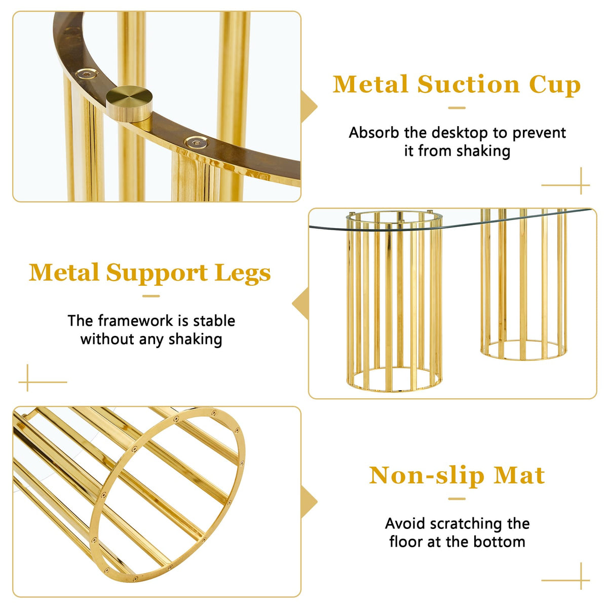 71 inch Gold Glass Dining Table for Kitchen or Dining Room