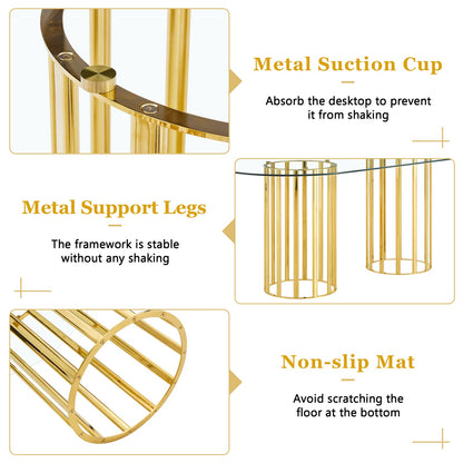 71 inch Gold Glass Dining Table for Kitchen or Dining Room