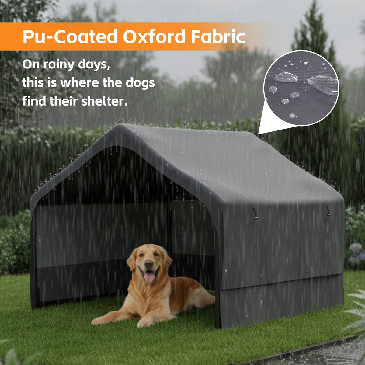 Extra Large Outdoor Dog House Tent - 4'x4' Gray, Breathable & Weatherproof