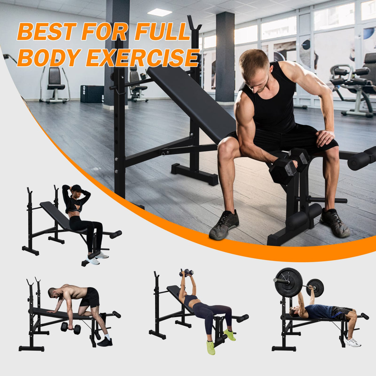 Black Iron Olympic Weight Bench - Adjustable & Foldable