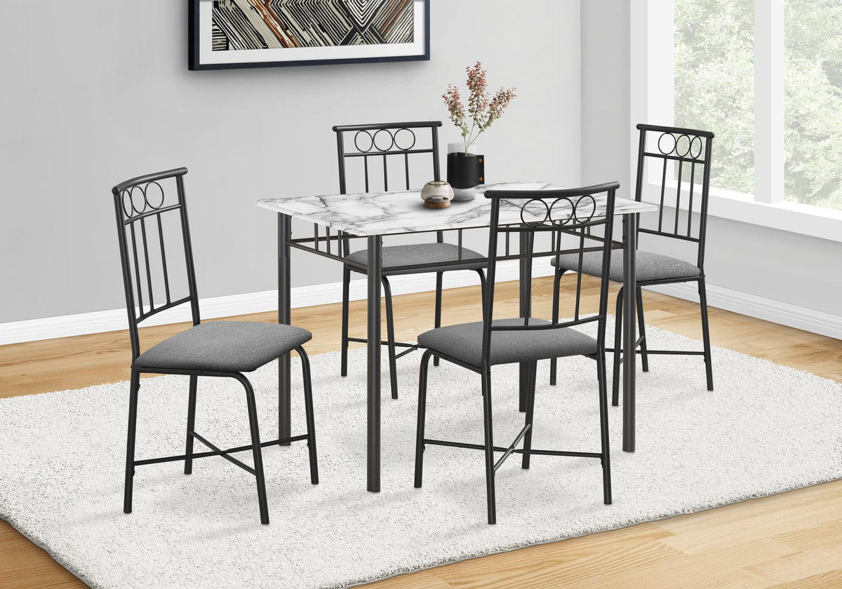 5 Piece White Dining Table Set - 40" Rectangular Table with Chairs for Dining Room