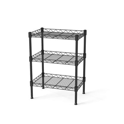 3-Tier Black Metal Wire Shelving Unit - Storage & Organization for Living Room