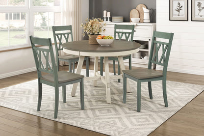 Rustic Round Dining Table - Antique White & Gray Wood