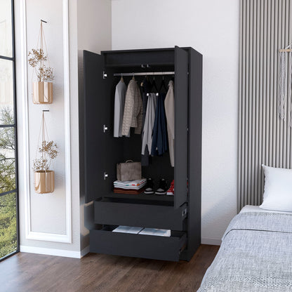 Black Bedroom Dresser with Two Doors - 70.87" Wide